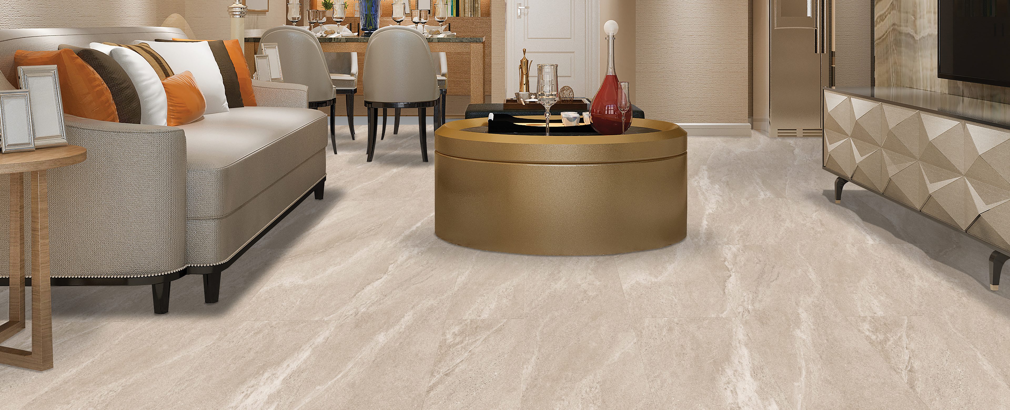 Luxury Vinyl - SmartDrop Tile - Ivory Travertine - Fuzion Flooring